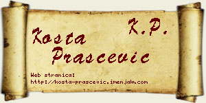 Kosta Praščević vizit kartica